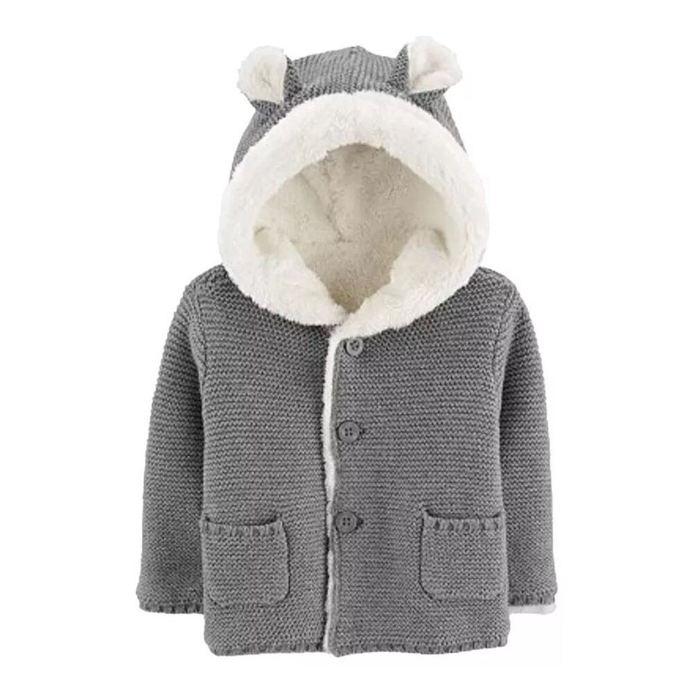 ✨HP✨Carter's Unisex Button Front Hooded Sherpa-Lined Cardigan Sz 24M Jacket✨